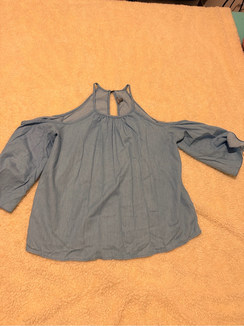 Charlotte Russe Light Blue Cold-Shoulder Halter Tunic